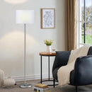 Ambimall 60'' Modern Floor Lamp with Shade, Tall Lamps for Living Room, Bedroom, Office, Dining Room, White Shade with Silver Pole(Without Bulb) by CozyNest Decor