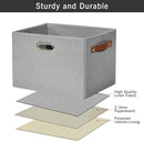 Large 3-Pack Foldable Fabric Storage Bins with Durable PU & Metal Handles, Collapsible Storage Baskets for Shelves, Home Storage, Closet Organizers, Living Room(14.9"x9.8"x9.8", Grey) by CozyNest Decor