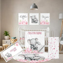 Personalized Crib Bedding Set, 5 Pcs Custom Nursery Bedding Sets with Name, Infant Bedding Set for Baby Girls, Pink Elephant Double Layer Baby Crib Set, Babies Toddlers Kids Customized Gifts by TinyTreasures Baby Boutique