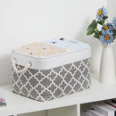 Bidtakay Basket Storage Bins Baskets for Organizing Set of 3 Collapsible Cloth Storage Linen Closet Organizer 15 X 11 X 9.5 Inches Large Foldable Baskets for Shelves (White&Quatrefoil Grey) by TinyTreasures Baby Boutique
