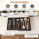 Lifewit Utensil Drawer Organizer, Expendable Cooking Silverware Tray for Kitchen Drawer, Bamboo Adjustable Cutlery Flatware Holder, Spatula Tools and Gadgets Storage Divider, 4 Compartments, Black by CozyNest Decor
