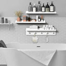 MBYD Picture Shelf Ledge, 24 Inch Floating Shelves for Wall, Nursery Book Shelves with Hooks Set of 3, Floating Shelf Wall Mounted for Bathroom,Kids Room, Living Room, Kitchen Bedroom White by CozyNest Decor
