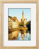 IBUYKE 8x10 Picture Frame,Solid Oak Wood 8x10 Photo Frame with Mat to 5x7,10x8 Picture Frames With Tempered Glass,Tabletop or Wall Mount Display,Home Decor,Natural Oak 8 x 10 Frame,UWPF0810N by CozyNest Decor