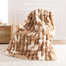 Cozy Faux Fur Throw Blanket for Bed Warm Fuzzy Throw Blanket, Soft Plush Thick Bubble Blankets for Bedroom and Living Room, Furry Luxury Blanket, 60 x 80, Tie-Dye Brown by CozyNest Decor