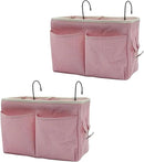 2-Pack Bedside Caddy Bedside Hanging Storage Basket Multi-Function Organizer Caddy for Bunk and Hospital Beds Dorm Rooms Bed Rails, Can be Placed Glasses Books Mobile Phones（2 pcs pink） by CozyNest Decor