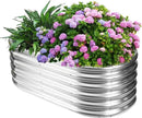 17" Tall Outdoor Garden Raised Garden Bed Kits, 4ft X 2ft Oval,0.8MM Thick Metal Raised Planter Bed/Ground Planter Box for Variety of Flowers,Herbs,Vegetables (Silver, 48X24X16.5 Inches) by GreenHaven Gardens