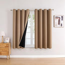 ChrisDowa 100% Blackout Curtains for Bedroom with Black Liner, 2 Thick Layers Total Blackout Thermal Insulated Grommet Window Curtains 2 Panels Set (Cappuccino, 52 x 45 Inch) by TinyTreasures Baby Boutique