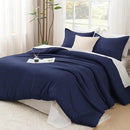 Litanika Navy Blue Comforter Set California King Size, 3 Pieces Cal King Lightweight Solid Bedding Comforter Set, All Season Fluffy Down Alternative Bed Set (104x96In Comforter & 2 Pillowcases) by CozyNest Decor