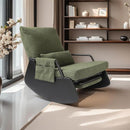 Rocking Chair for Nursery, Modern Upholstered Plush Seating Glider Recliner Chair with High Backrest and Side Pocket, Accent Armchair with Cushions for Living Room/Reading (Blackish Green) by TinyTreasures Baby Boutique