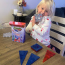 CreateOn Crayola Red, White & Blue Magnetic Tiles 14pc, Building Set for Kids, Magnetic Toy, Travel Toys, Classroom Sensory Toy Blocks, STEM & Montessori Tools for Boys & Girls Ages 3+, 14-Piece Set by TinyTreasures Baby Boutique