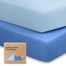 KeaBabies 2-Pack Organic Crib Sheets for Boys, Girls - 52x28 Fitted Crib Mattress Sheet Neutral, Breathable Jersey Cotton Cover for Baby Bed, Toddler Mattress, Soft & Cute Prints (Cornflower) by TinyTreasures Baby Boutique