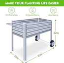 Galvanized Raised Garden Bed with Legs, Metal Raised Planter Box with Drainage Holes Outdoor Elevated Garden Bed on Wheels for Backyard, Patio, Balcony by GreenHaven Gardens