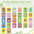 2025 New Alphabet ABC Flash Cards with Animal Masks, 26 Pcs Animal mask Alphabet Cards, Interactive Education Games, Learn Letters, English Phrases by TinyTreasures Baby Boutique