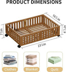 Bamboo Under Bed Storage with Wheels (2-Pack) – Rolling Underbed Shoe Organizer Box for Shoes, Blankets, Toys, Clothes Container Space-Saving Organizer Bins for Bedroom, Closet, Dorm, Nursery by CozyNest Decor