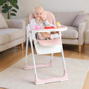 3-in-1 Foldable High Chair for Babies & Toddlers – Adjustable Height, Reclining Seat, 5-Point Safety Harness, Removable Tray, Lockable Wheels, Washable Cushion – Portable & Easy Clean, Pink by TinyTreasures Baby Boutique