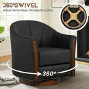 360° Swivel Accent Chair, Modern Leather Barrel Club Chair with PU Leather Upholstery and Sturdy Wood Base, Comfortable Armchair for Living Room, Bedroom, Reading Nook, Black by CozyNest Decor