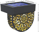 Solar Fence Lights 6 Pack Solar Deck Lights Waterproof LED Powered Step Wall Lanterns Outdoor Decorations Warm Yellow Decorative Lighting for Garden Backyard (Black) by GreenHaven Gardens