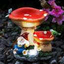 TIJNN Solar Gnome Statue with LED Lights, Bird Water Feeder Garden Decor for Patio, Lawn, or Home, Mushroom Figurine Outdoor Decoration Garden Gifts by CozyNest Decor