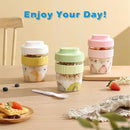 Breakfast On The Go Cups, Overnight Oats Containers With Lid And Folding Spoon, Take And Go Yogurt Cereal Snack Parfait Salad Containers For Lunch, Fruit & Vegetable Jar, 20 oz(Yellow) by TinyTreasures Baby Boutique