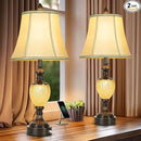 27'' High Vintage Table Lamp Set of 2 for Living Room Farmhouse Bedside Lamp with Fabric Shades Boho Nightstand Lamp with USB and Nightlight for Bedroom Home Office Hotel Bar (Bulb Included) by CozyNest Decor