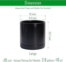D'vine Dev 10 Inch Ceramic Planter Pot with Drainage Hole and Saucer, Indoor Cylinder Round Planter Pot, Black, 94-O-E-2 by GreenHaven Gardens