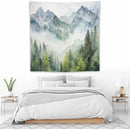 HZOHNAGO Mountain Tapestry Misty Green Forest Mountain Pattern Printed Wall Tapestry Wall Hanging for Bedroom Living Room Dorm 60" W x 60" H by CozyNest Decor