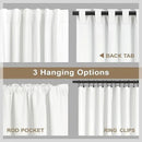 Farmhouse Linen Blackout Curtains for Living Room 96 Inches Long 2 Panel Back Tab Pleated Sun Heat Light Blocking Thermal Viral Cute Bedroom Drapes for Patio Sliding Doors Floor Length Off White Ivory by CozyNest Decor