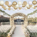 Paper Lanterns Gold White Round Hanging Chinese Lanterns for Wedding Birthday Party Boho Baby Shower Decorations Pack of 12 by CozyNest Decor