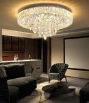 23.6'' Modern Crystal Chandeliers LED Dimmable Flush Mount Ceiling Chandeliers for Living Room Entrance Foyer Bedroom Silver by CozyNest Decor