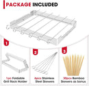 Unicook Upgraded Stainless Steel BBQ Shish Kabob Set, Large Foldable Grill Rack with 6pcs 13.5"L Barbecue Skewer, Keeps Kabobs from Sticking to the Grill Grate, 30pcs Bamboo Skewers as Bonus by GreenHaven Gardens