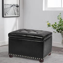 24'' Leather Storage Ottoman Rectangular Foot Rest Stool with Nailhead Trim Toy Chests & Storage Room Organizer for Bedroom Living Room(Black) by CozyNest Decor