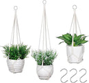 YIBOT 3 Pack Macrame Plant Hanger Indoor Hanging Planter Basket with 3 Hooks, 35"/29"/23" Crochet Plant Holder Stand No Tassels for Indoor Outdoor Boho Home Decor, Ivory (POTS NOT Included) by GreenHaven Gardens