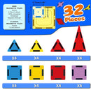 Mini Magnetic Tiles for Kids, Magnetic Building Set, Construction STEM Travel Toys for Boy Girl Ages 3+, Montessori Preschool Learning Educational Sensory Magnet Creative Toy Gift for Toddlers, 32 Pcs by TinyTreasures Baby Boutique