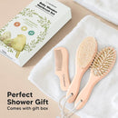 Baby Hair Brush and Comb Set for Newborn - Wooden Baby Hair Brush Set with Soft Goat Bristle, Baby Brush Set for Newborns, Baby Brush and Comb Set Girl, Boy, Toddler Cradle Cap Brush (Oval, Peach) by TinyTreasures Baby Boutique