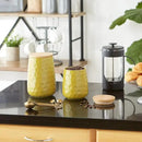 DII Kitchen Accessories Collection, Textured Matte Ceramic Canister Set, Lemongrass, Dimple, 2 Piece by CozyNest Decor