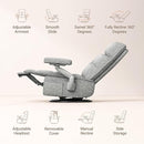Nursery Swivel Glider Recliner Chair with Adjustable Armrests & Headrest, Rocking Chair Nursery with Removable Cover for Breastfeeding, FSC & Oeko-TEX Certified, Grey by TinyTreasures Baby Boutique