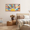 IARTTOP Large Boho Sun Wall Art Framed Wooden Art Wall Decor Rainbow Sun Rising On The Horizon Geometric Line Sunshine Wall Art for Living Room Bedroom Office 16"x32" by CozyNest Decor