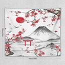 Red Cherry Blossoms Tapestry, Japanese Fuji Mountain Tapestry, Asian Japanese Wall Tapestry, Nature Landscape Tapestries for Bedroom Living Room Decor 60"x50" by CozyNest Decor
