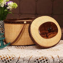 Nantucket Style Basket Picnic Basket Rattan Handmade Products Woven Sewing Storage Basket Two Swing Handles Tote Bag for Women by GreenHaven Gardens