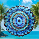 3D Wind Spinner Mandala 10 Inch Evil Eye Stainless Steel Wind Sculpture Blue Hanging Ornament Laser Cut Metal Art for Indoor Outdoor Garden Decoration Protective Amulet for Home and Yard by GreenHaven Gardens