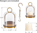 5"x7.5" Versatile Modern Metal Hurricane Lantern with Handmade Sturdy Glass Dome for 3" Pillar Candle & Plants (Brass, 5"x7.5" for 3" Pillar) by CozyNest Decor