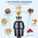 Powerful 1HP Stainless Steel Garbage Disposer, Dishwasher-Friendly and Continuous Feeding Waste Disposer, Grinding Material Four-Stage Grinding, Black by CozyNest Decor