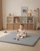 Blissful Diary Vegan Leather Baby Play Mat, 47x47 Thicken Foam Cushioned & Waterproof Playpen Mat for Infants and Toddlers, Stylish and Just Wipe-Clean Playmat for Baby Play on Floor, Light Gray by TinyTreasures Baby Boutique