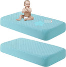 NTBAY 2 Pack Waterproof Mini Crib Mattress Protector, Quilted 24"x38" Fitted Mattress Cover - Machine Washable - Soft and Breathable Baby Mattress Pad Sheet for Mini Crib and Baby Playards, Aqua by TinyTreasures Baby Boutique