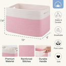 4 Pack Storage Baskets for Organizing, Woven Baskets for Shelves - Perfect for Toys, Books, Towels, and Clothes, Durable Gift Basket Bins Toy Storage, 12.7''Lx9''Wx7.8''H, Pink & White by CozyNest Decor