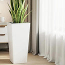 WORTH Garden Large 28 in.Tall Planters Set of 2 for Indoor and Outdoor, Heavy Duty Plastic White Modern Taper Flower Plant Pots with Drainage Hole and Dual-Purpose Tray for Front Porch, Patio by CozyNest Decor