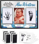 Baby Hand and Footprint Kit with Photo & Birth Details, Inkless Hand and Footprint Kit, Newborn Keepsake Plaque, Baby Shower Gifts (STYLE 1 (Fully Personalized) (Welcome To The World - Baby Boy)) by TinyTreasures Baby Boutique