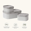 La Jolie Maison Fluted Cardboard Storage Baskets with Vegan Leather Lids, Sturdy Stackable Paper Boxes Decorative Tray, Modern Basket Organizer Bins Bathroom Bedroom Organizing, Storm Grey, Set of 3 by CozyNest Decor