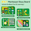 Qizfun Busy Board Book Montessori Toys for 1 2 3 4 Year Old, Boy Girl Birthday Gifts, Educational Sensory Learning Toys for Toddlers 1-3, Car Airplane Travel Activities Toys for Kids Ages 2-4 Year Old by TinyTreasures Baby Boutique