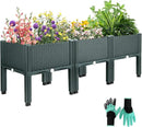 Emalie Raised Garden Beds Elevated Plastic Planter Box with Drainage Plugs Perfect for Vegetables Flowers Herbs Growing Outdoor, 47.2" Lx15.7 Wx16.5 H Grey by GreenHaven Gardens